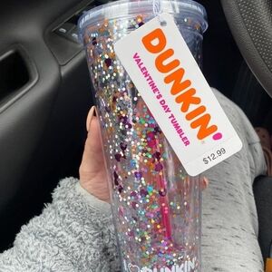 Dunkin' Glitter Tumbler with Multicolor Sparkle